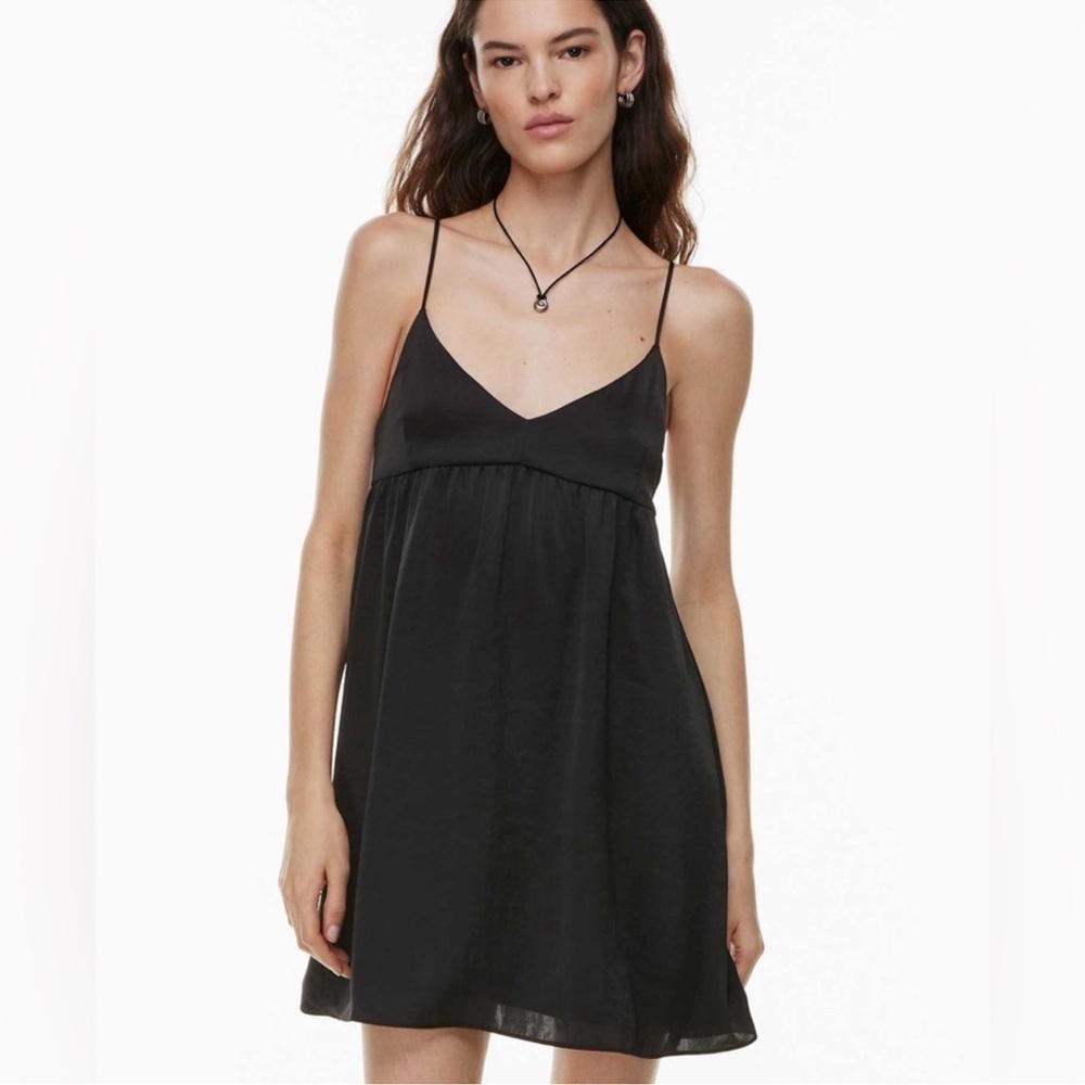 Aritzia Wilfred loversatin mini dress slip v-neck cami flowy black